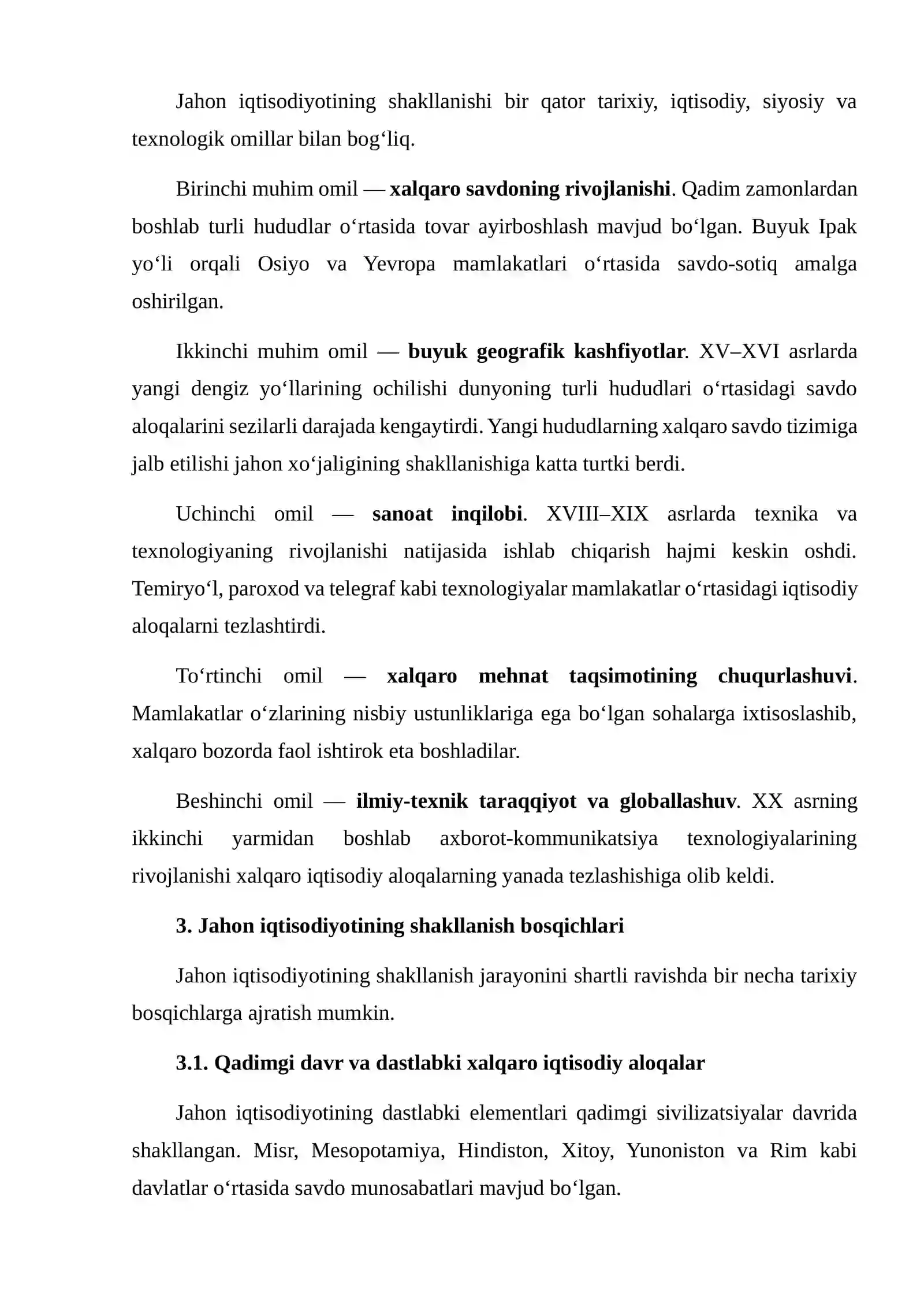 JAHON IQTISODIYOTINING SHAKLLANISH BOSQICHLARI 4
