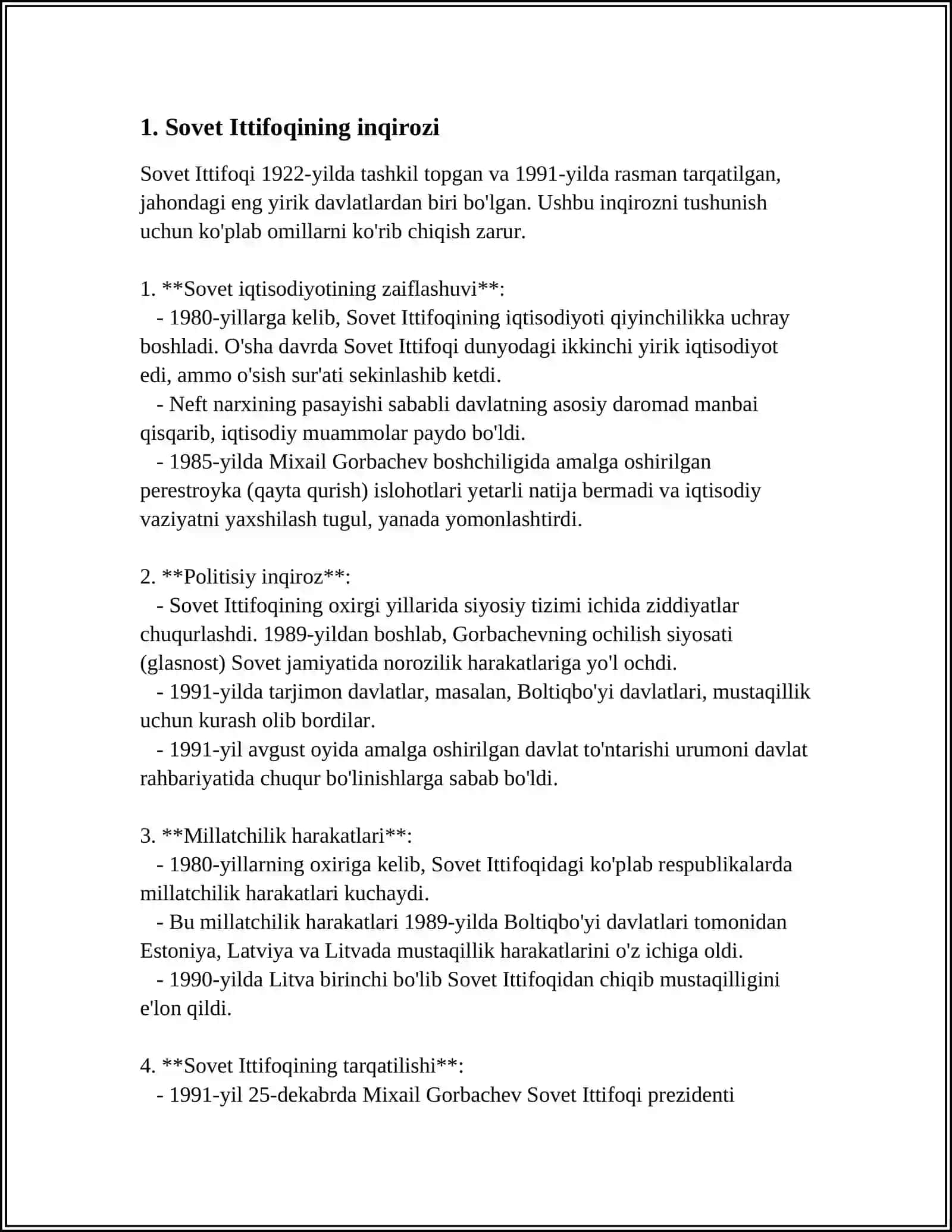 MUSTAQILLIKKA ERISHISH ARAFASIDA O'ZBEKISTONDAGI IJTIMOIY-SIYOSIY JARAYONLAR 4