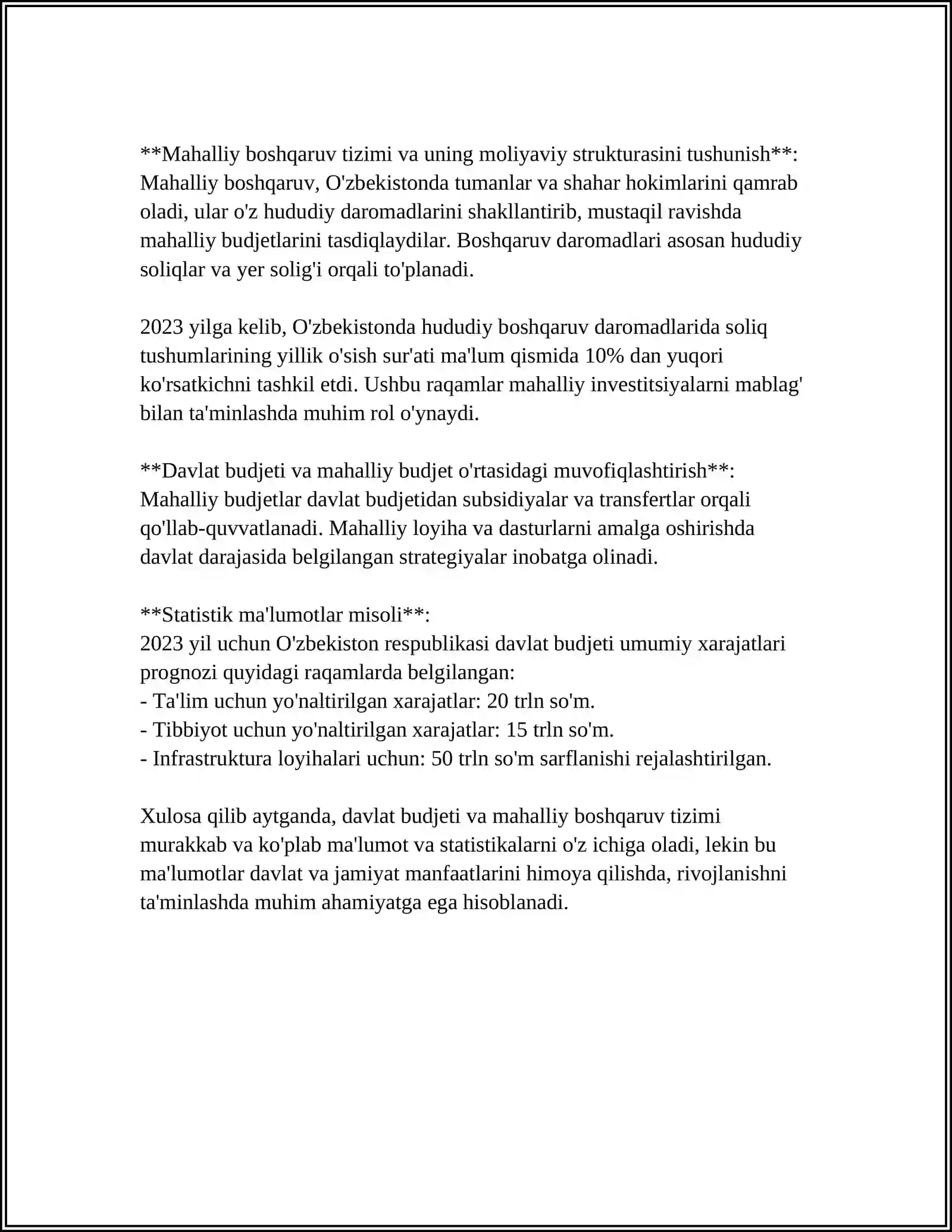 DAVLAT BUDJETIDAN MAXALLIY OʻZ OʻZINI BOSHQARISHGA QILINGAN XARAJATLAR 4