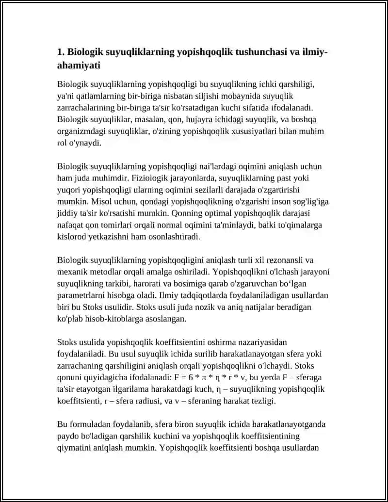 BIOLOGIK SUYUQLIKLARNING YOPISHQOQLIGINI ANIQLASH USULLARNI URGANISHI 4