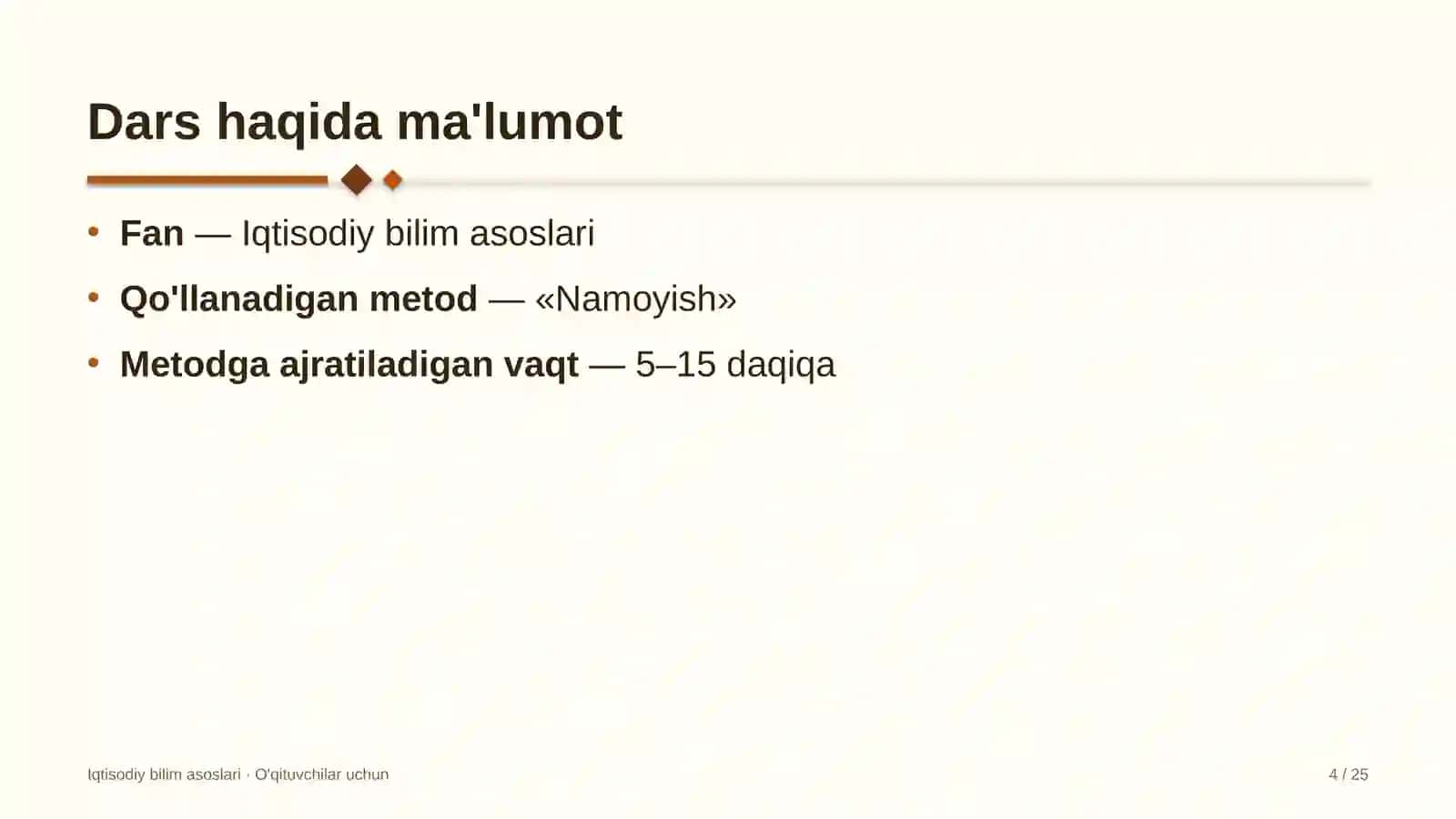 iqtisodiy bilim asoslari darslarida namoyish metodidan foydalanish 8247 4