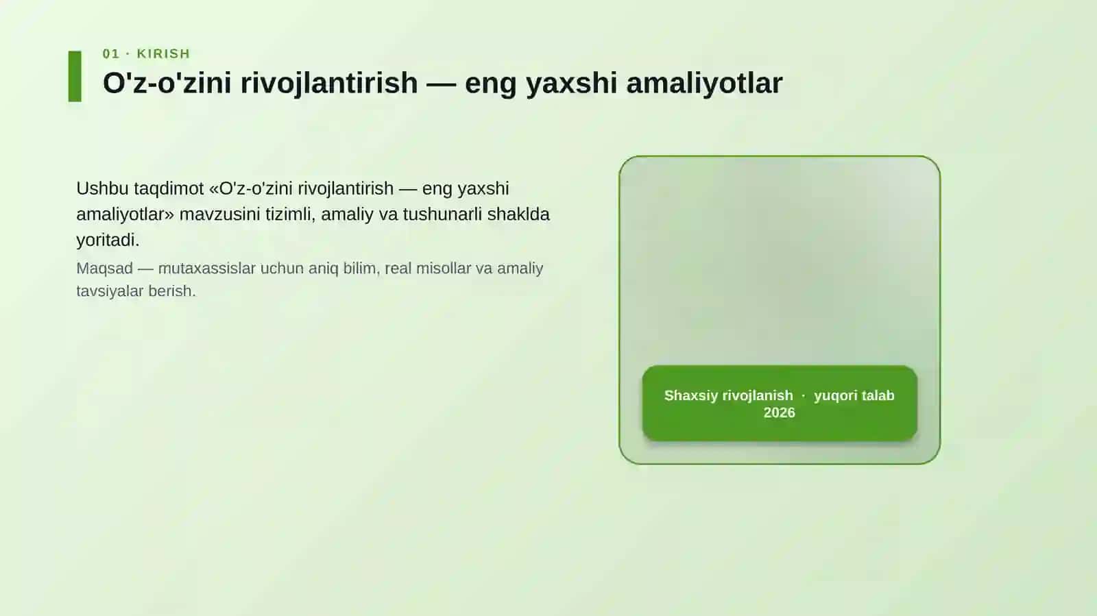 O'z-o'zini rivojlantirish — eng yaxshi amaliyotlar 4