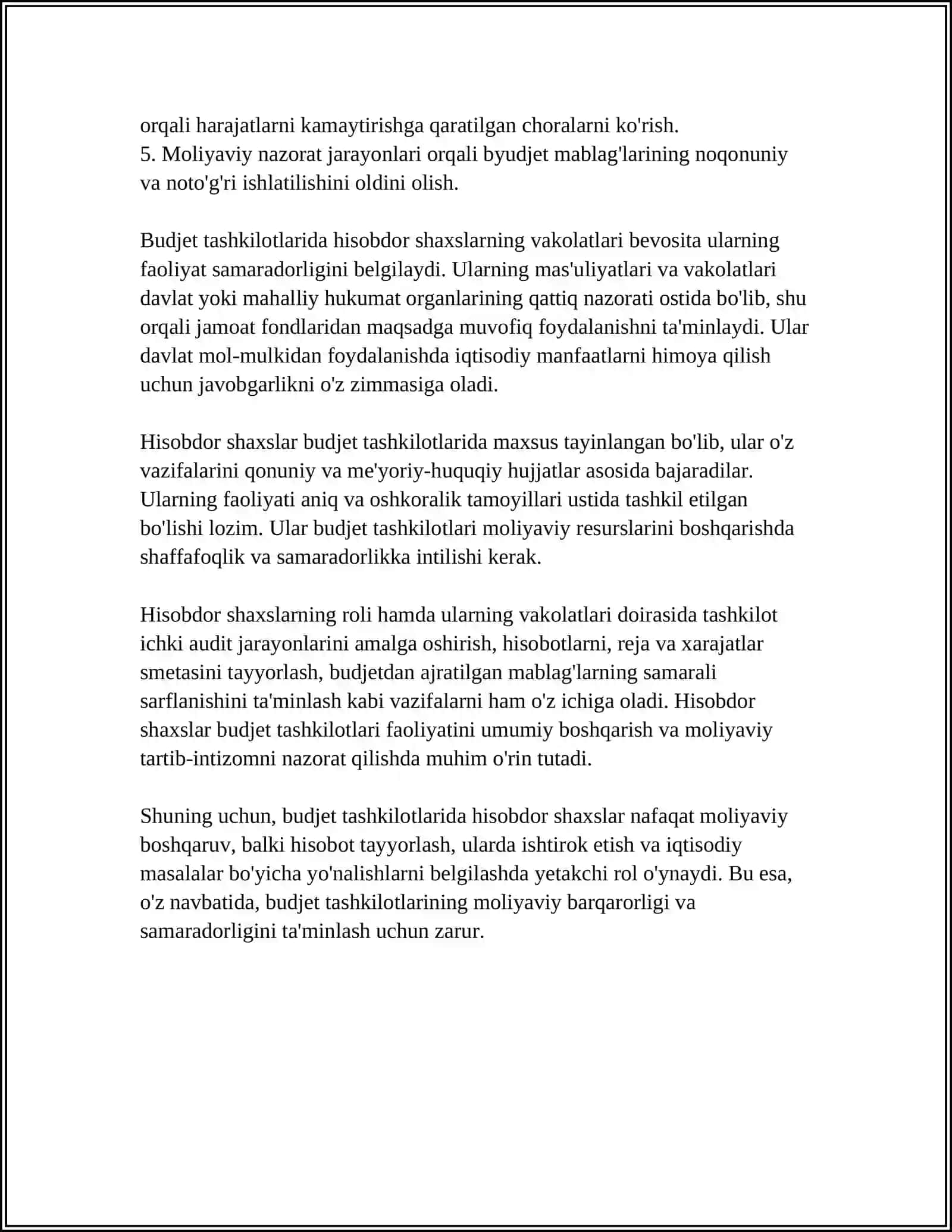 Hisobdor shaxslar bilan hisoblashuvlarni tartibga soluvchi qonun va normativ hujjatlar 4