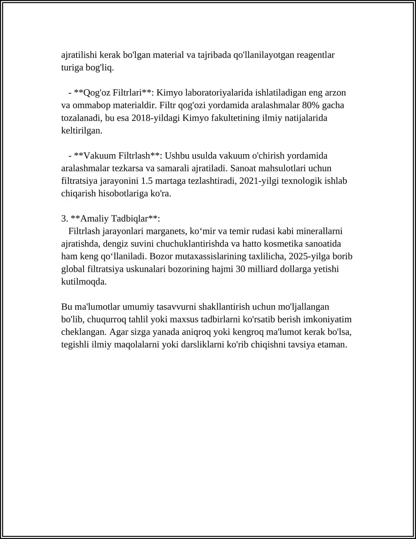 TAJRIBA FILTRLASH ISHLARIGA ISHLOV BERISH VA SHARHLASH 4