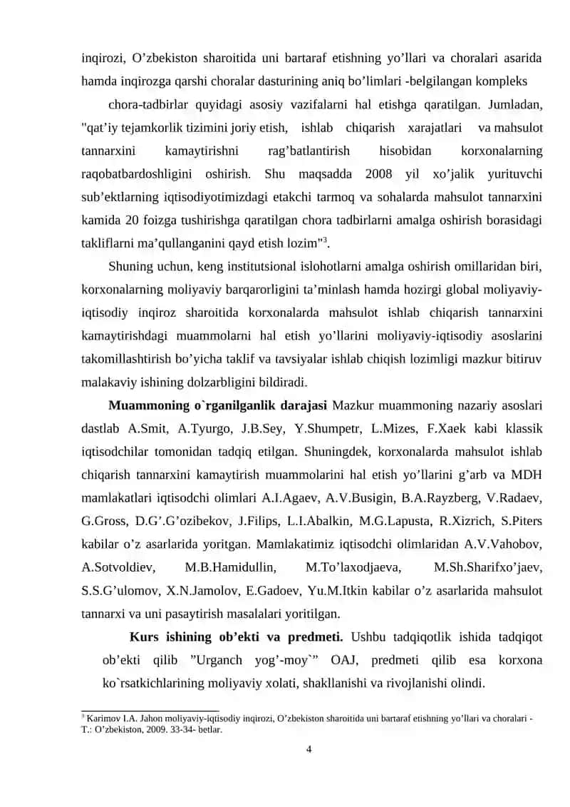Iqtisodiyotning yetakchi tarmoqlarida mahsulot tannarxini pasaytirish yo'llari (mahsulot turlari misolida) 4