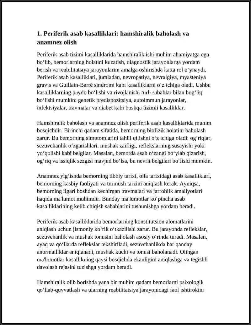 PERFERIK ASAB TIZIMI KASSALIKLARIDA HAMSHIRALIK ISHI 4