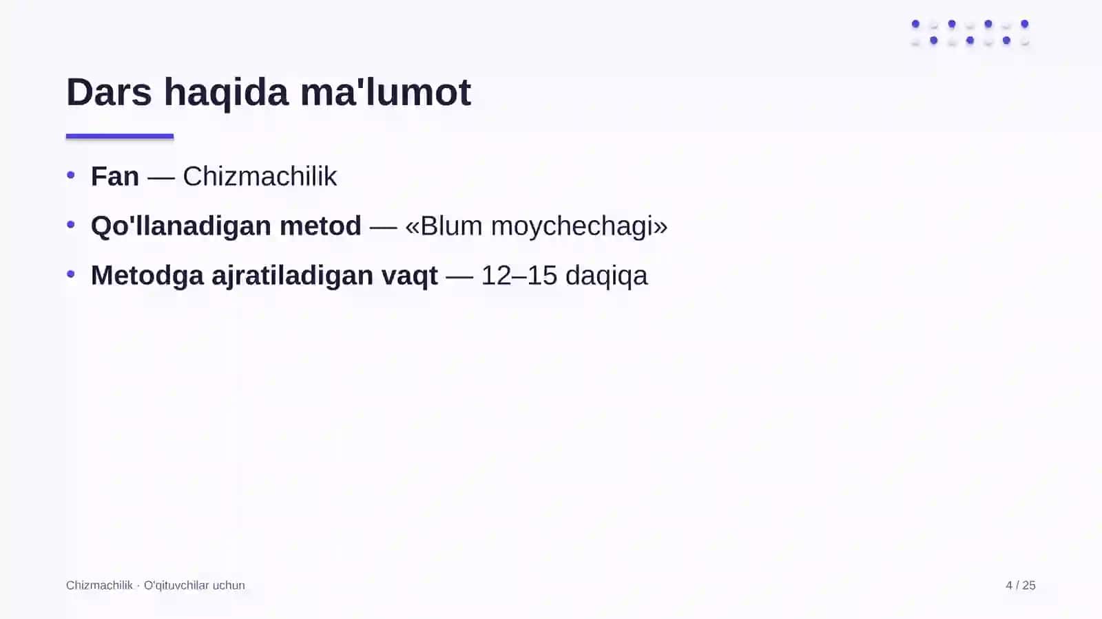 chizmachilik darslarida blum moychechagi metodidan foydalanish 1149 4