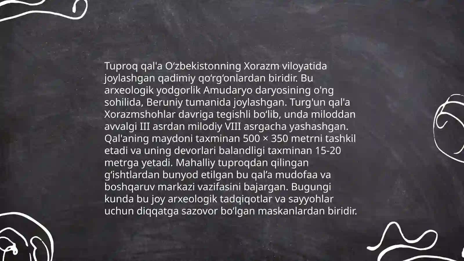 Tuproq qal'a haqida malumot 4