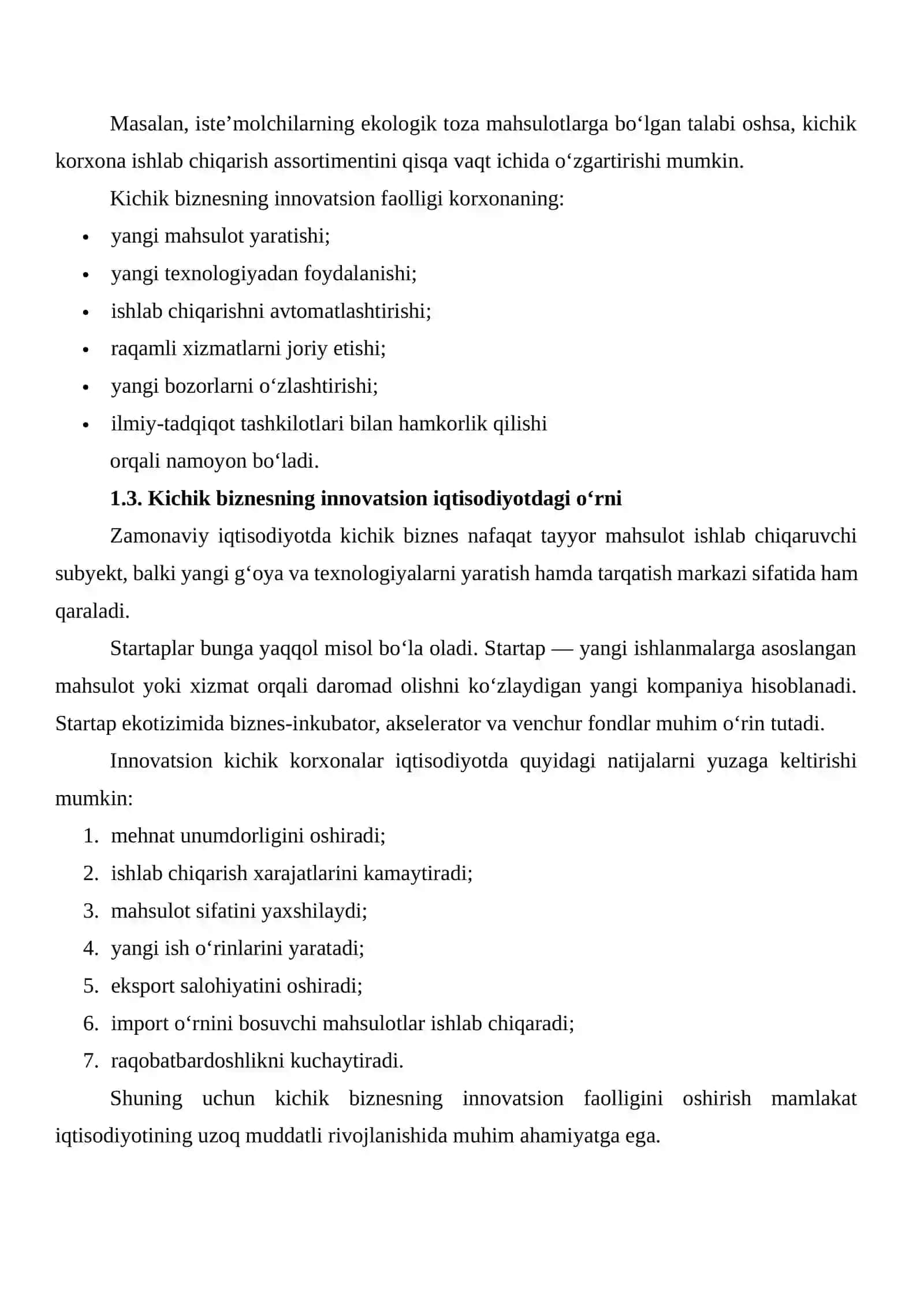 KICHIK BIZNES VA XUSUSIY TADBIRKORLIK SUBYEKTLARINING INNOVATSION FAOLLIGINI OSHIRISH 4