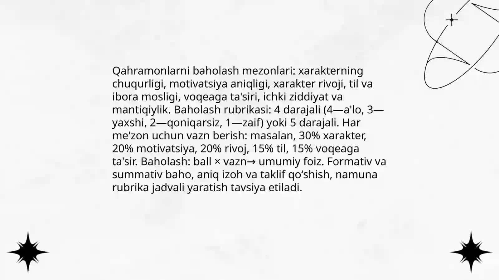 Badiiy asar qahramonlarini baholashga oʻrgatishga yoʻnaltirilgan dars ishlanmasi 4