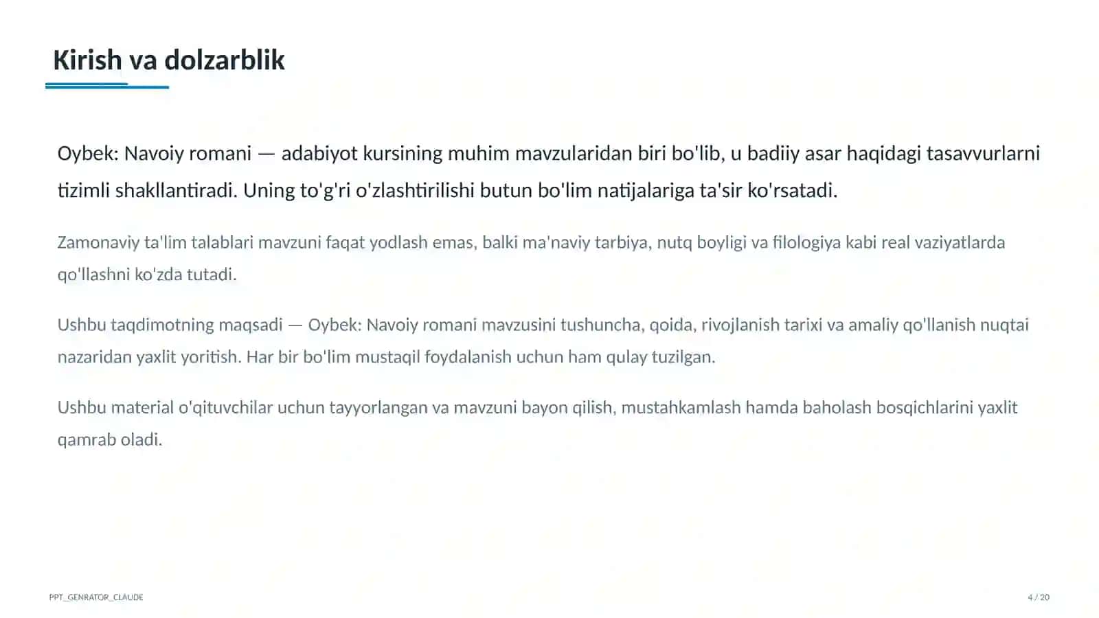 Oybek: Navoiy romani (10-sinf) 2