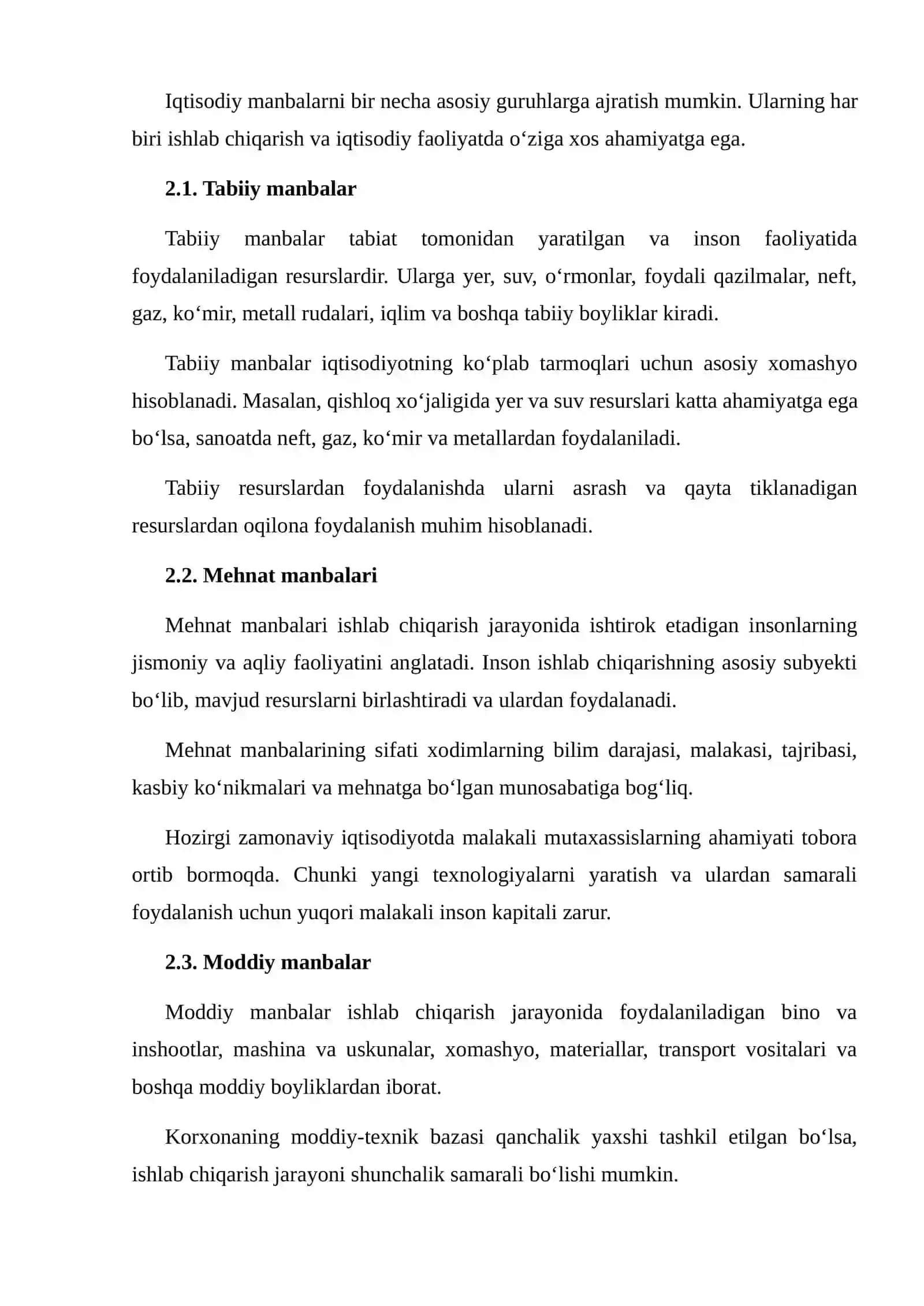 IQTISODIY MANBALARNING TURLARI VA ULARNI TASHKIL QILISHNING ASOSIY TAMOYILLARI TAHLILI 4