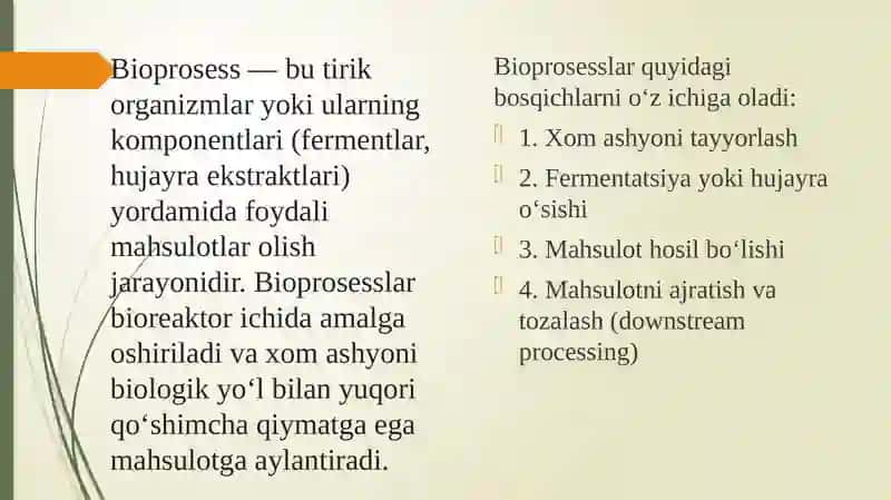 Bioreaktorlar va Bioprosesslarni Intensivlashtirish 4