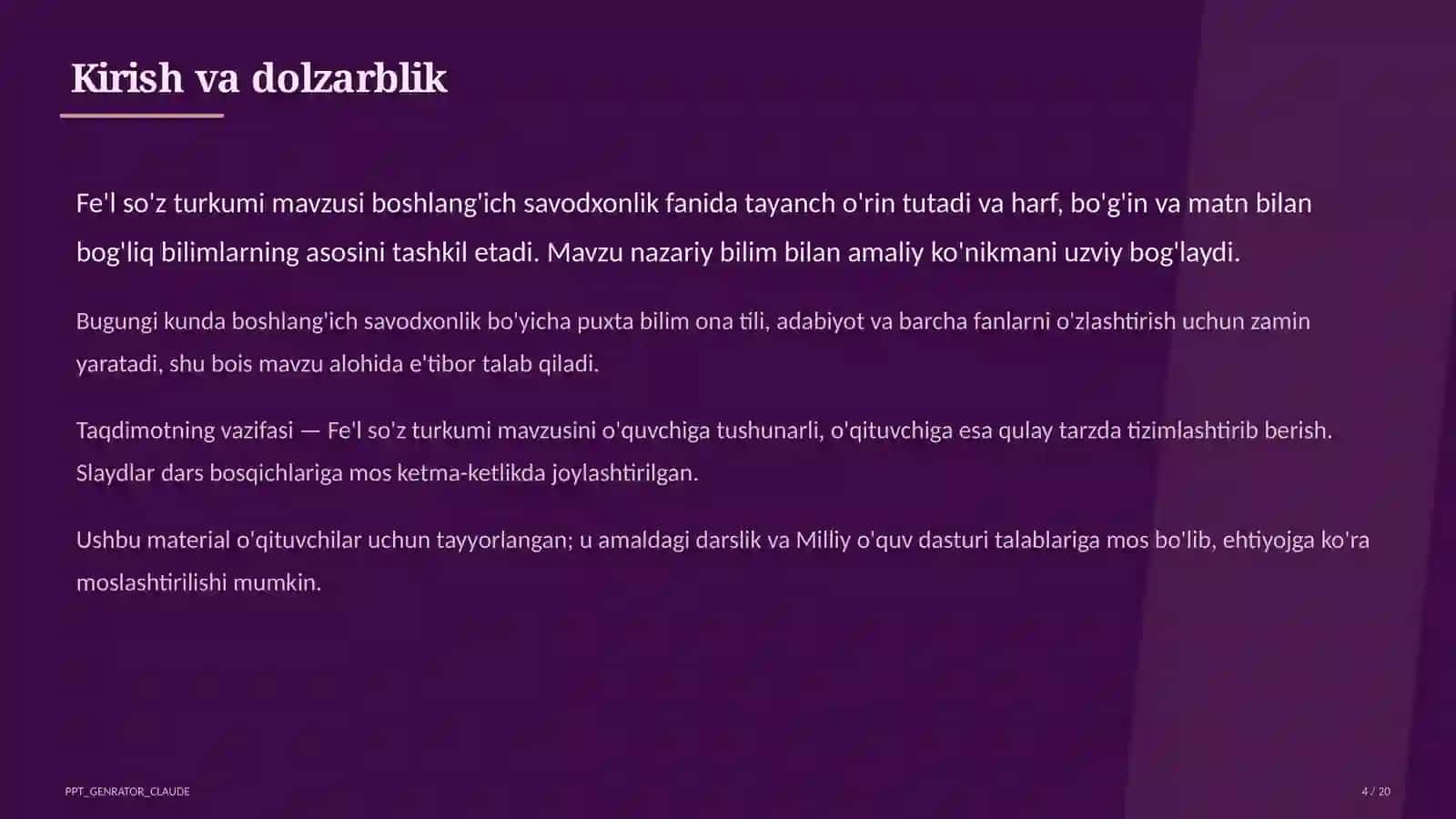 Fe'l so'z turkumi (3-sinf) 4