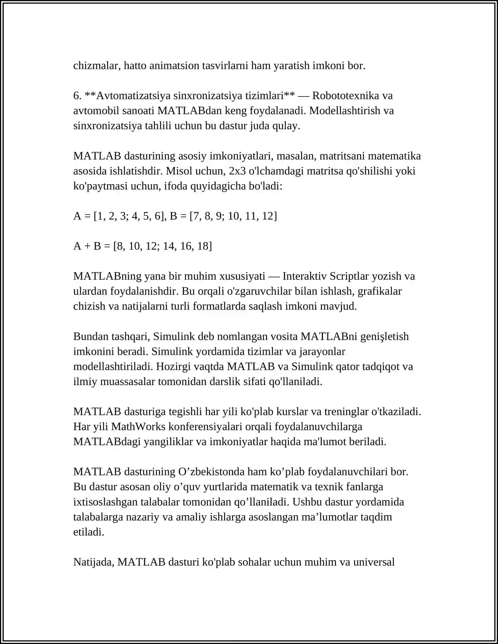 MATLAB dasturi 4