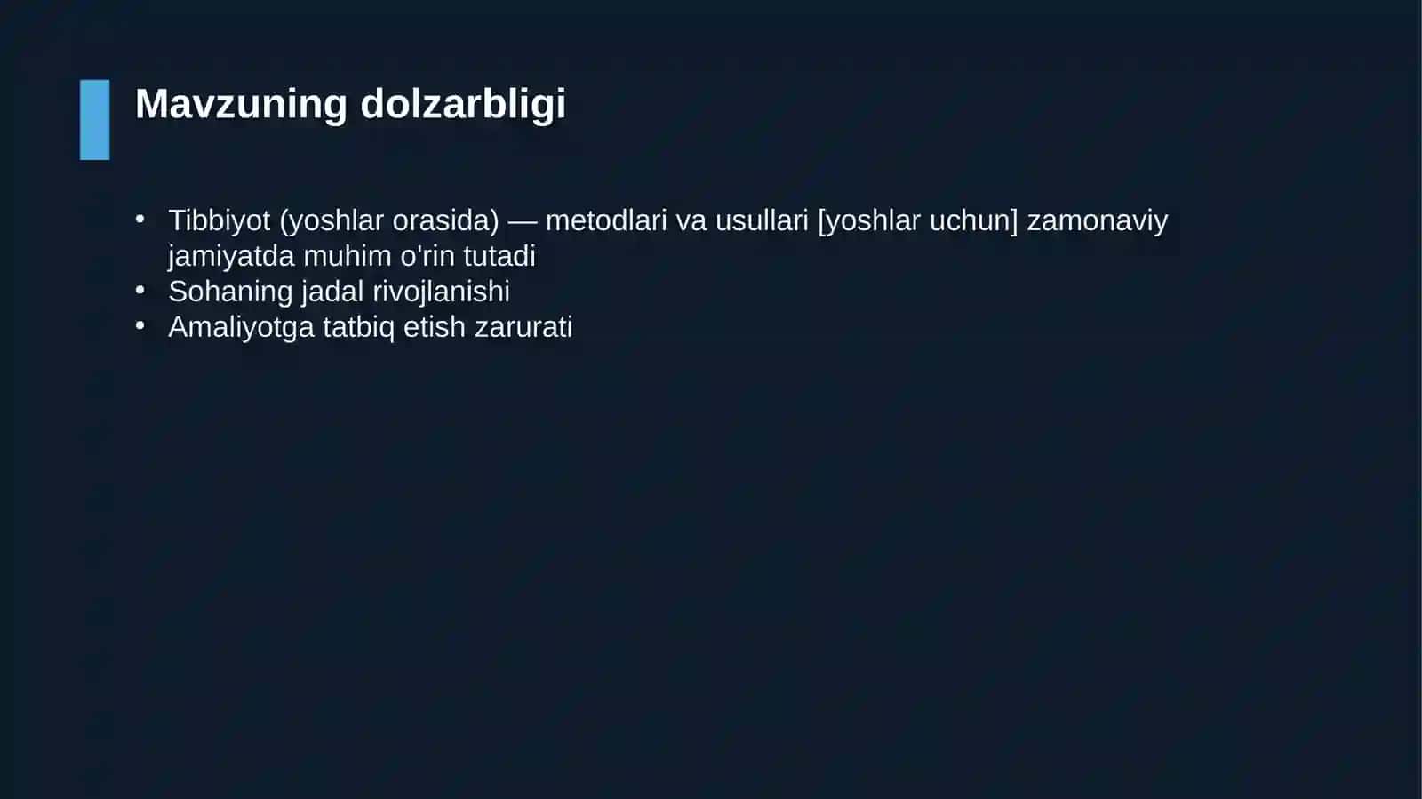Tibbiyot (yoshlar orasida) — metodlari va usullari [yoshlar uchun] 4