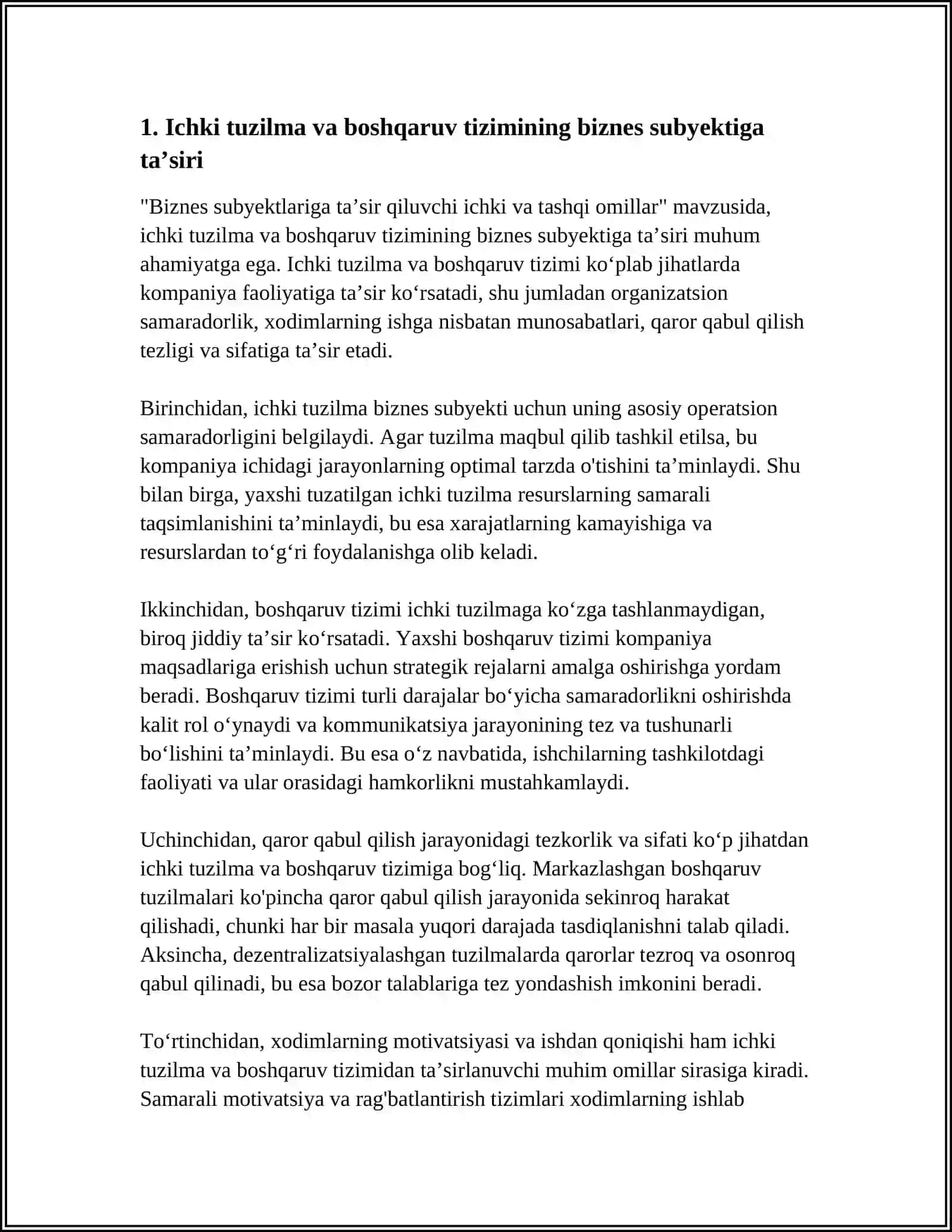 BIZNES SUBYEKTIGA TA’SIR QILUVCHI ICHKI VA TASHQI OMILLAR 4