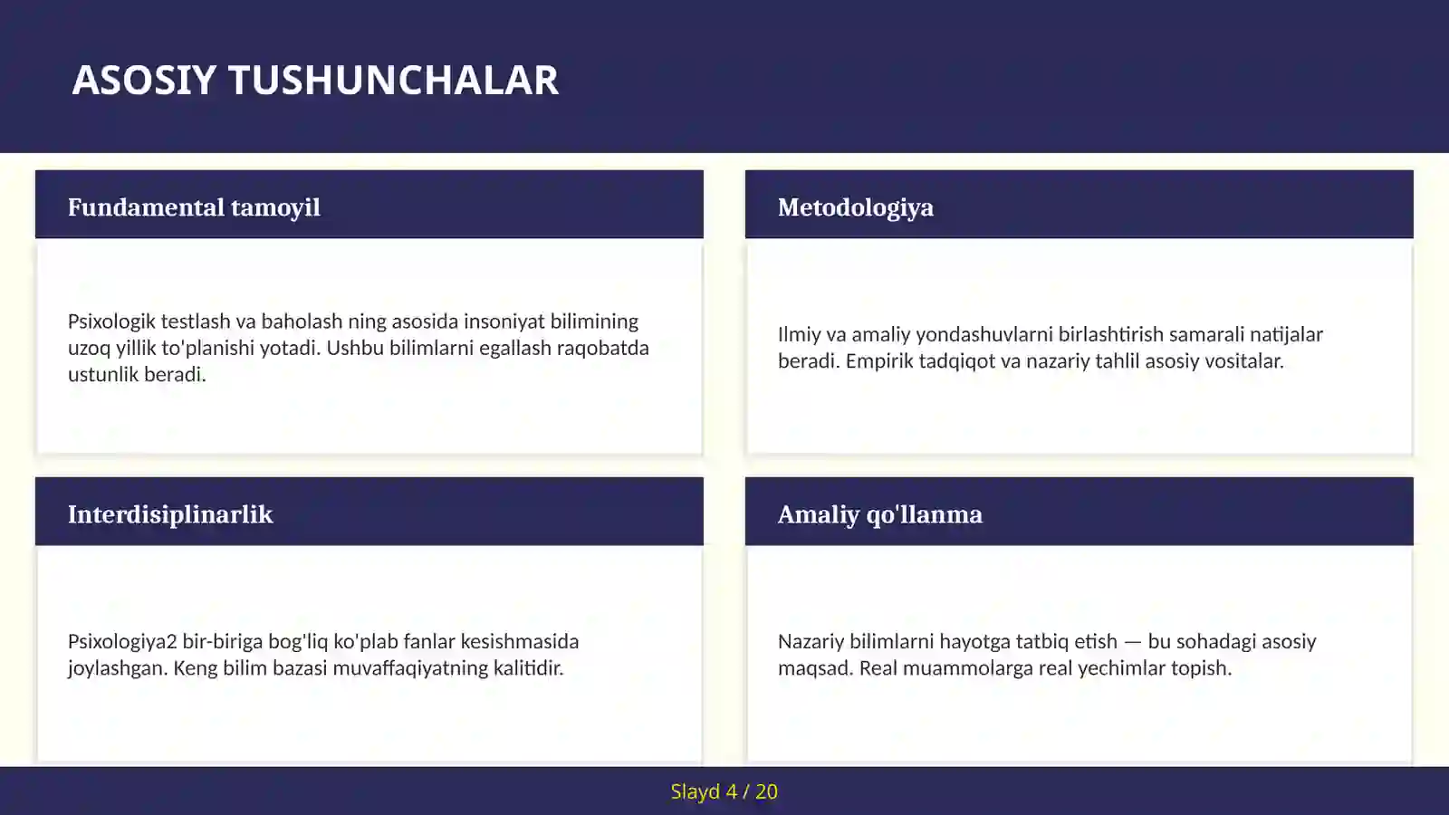 Psixologik testlash va baholash 4