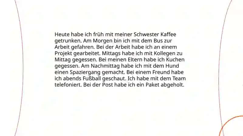 Kun tartibi, oʻtgan zamon. Tagesablauf ( Vergangenes). Was hast du heute gemacht? 4