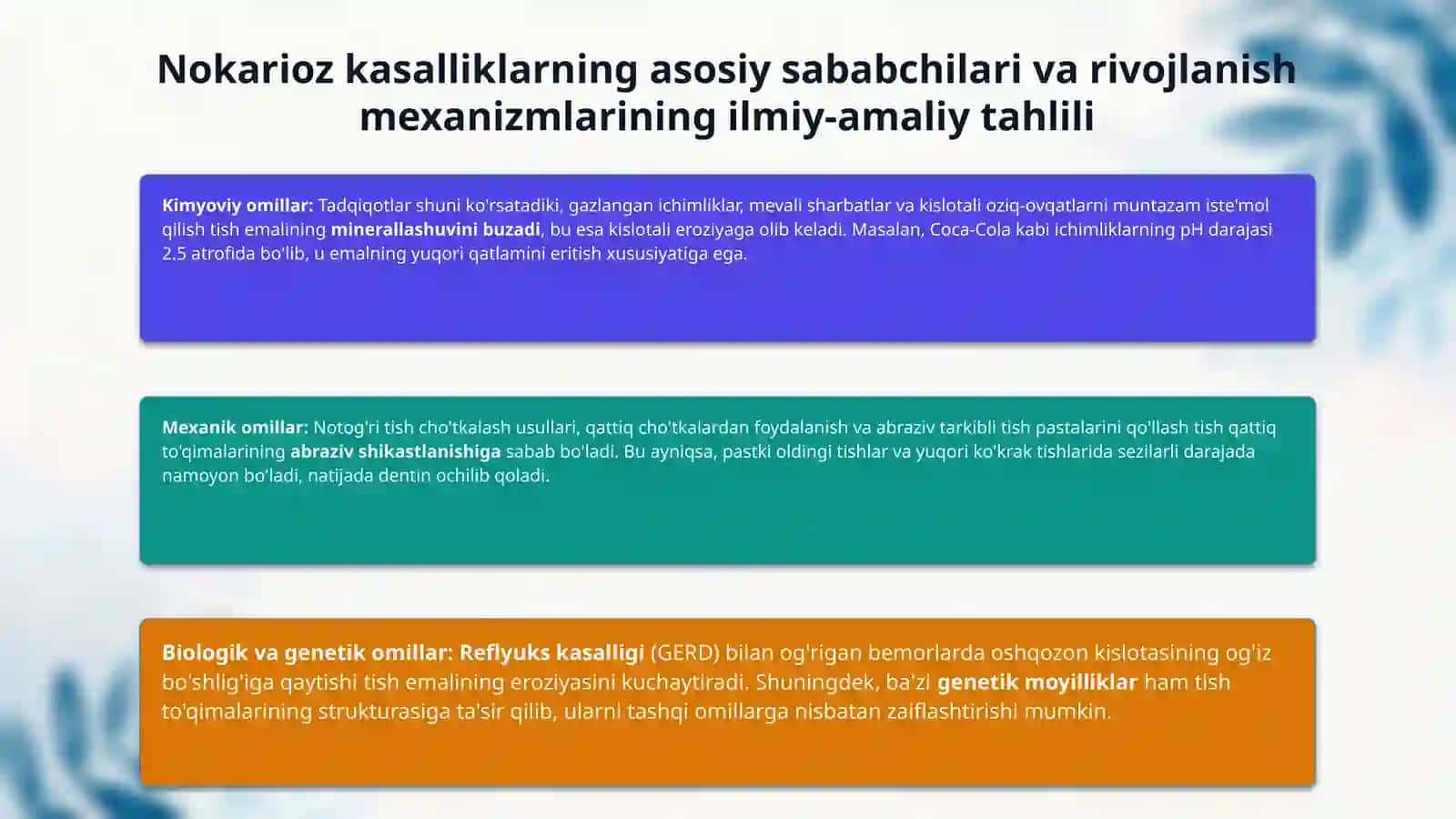 Tish qattiq to’qimalarining nokarioz kasalliklari profilaktikasi. 4