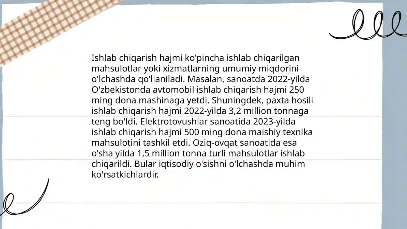 Tarmoqni ifodalovchi iqtisodiy ko’rsatkichlar 4