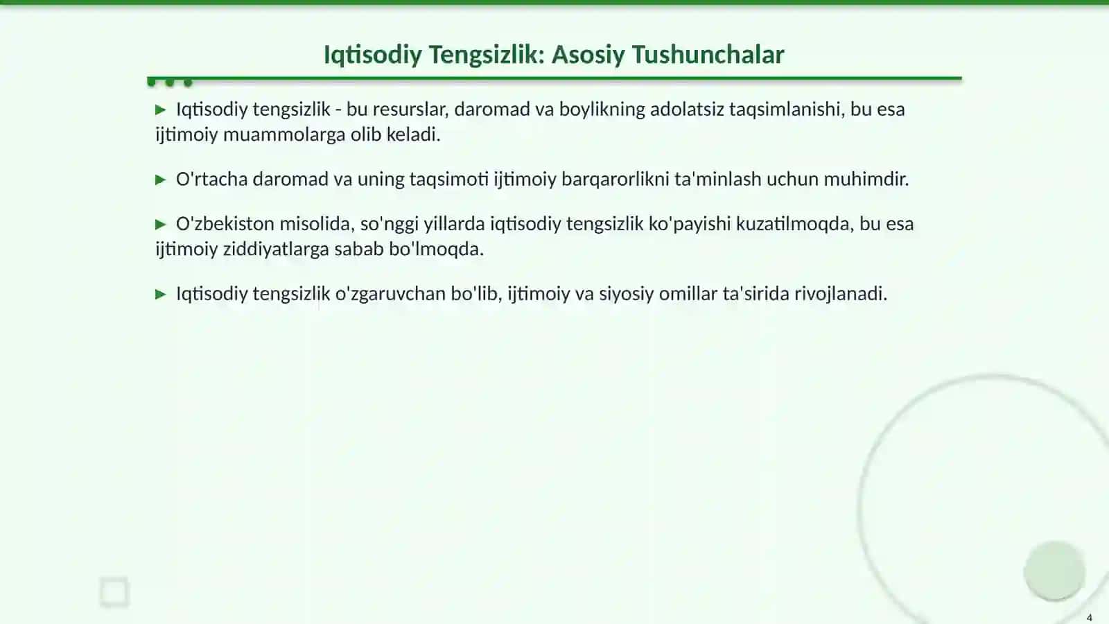 Ijtimoiy Tabaqalanish va Iqtisodiy Tengsizlik 4