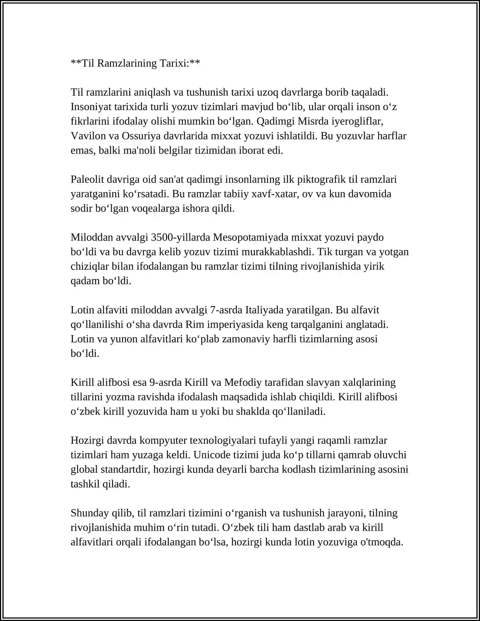 TIL RAMZLARI TIZIMI 4
