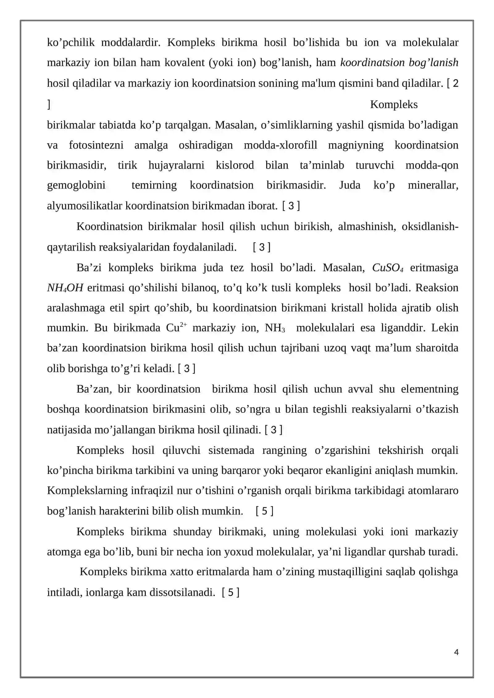 Tetraamminkuprosulfat tuzini olinishi va xossalari 4