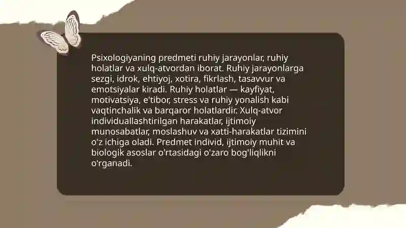 Psixologiya fanining dolzarb vazifalari, predmeti va metodlari 4