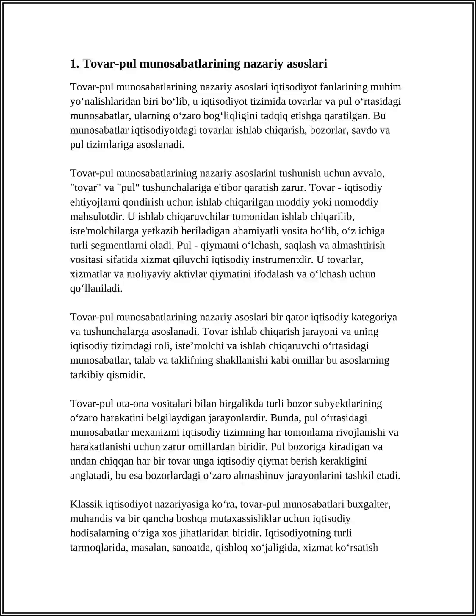 TOVAR-PUL MUNOSABATLARINI RIVOJLANTIRISH VA ULARNING XUSUSIYATLARI 4