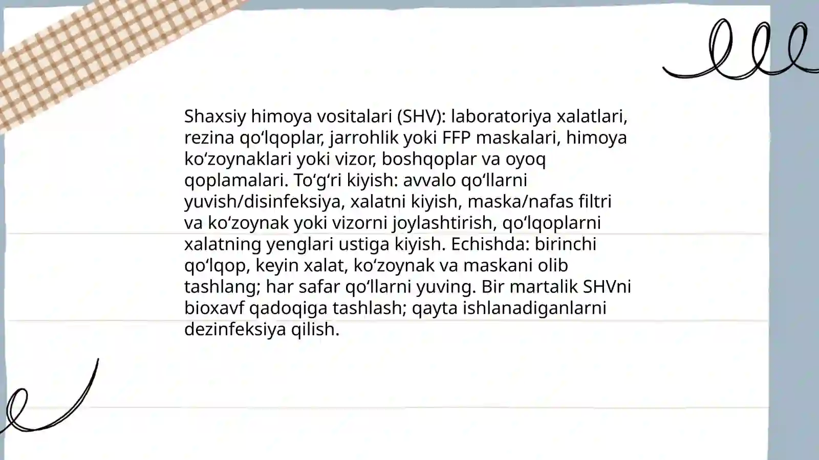 Klinik diognostik labaratoriyada xavfsiz ishlash qoidalari 4