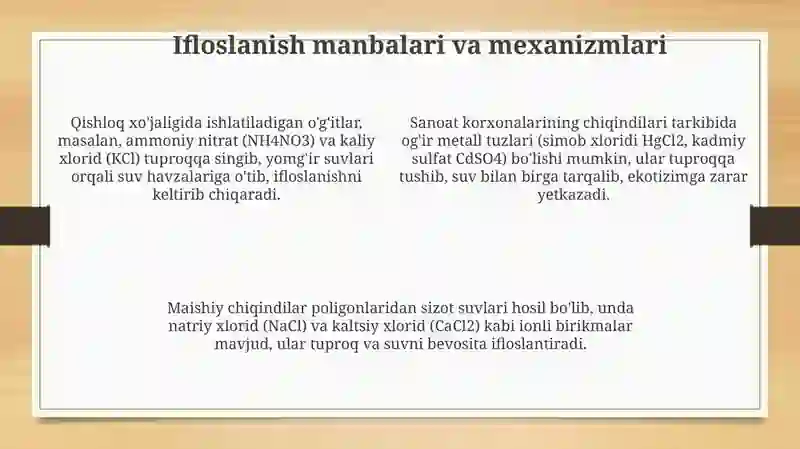 Tuproq va Suv Ifloslanishida Ion Bog'lanishli Birikmalar 4