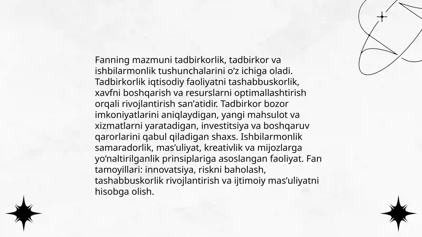 Tadbirkorlik asoslari fanining predmeti va o‘rganish usullari 4