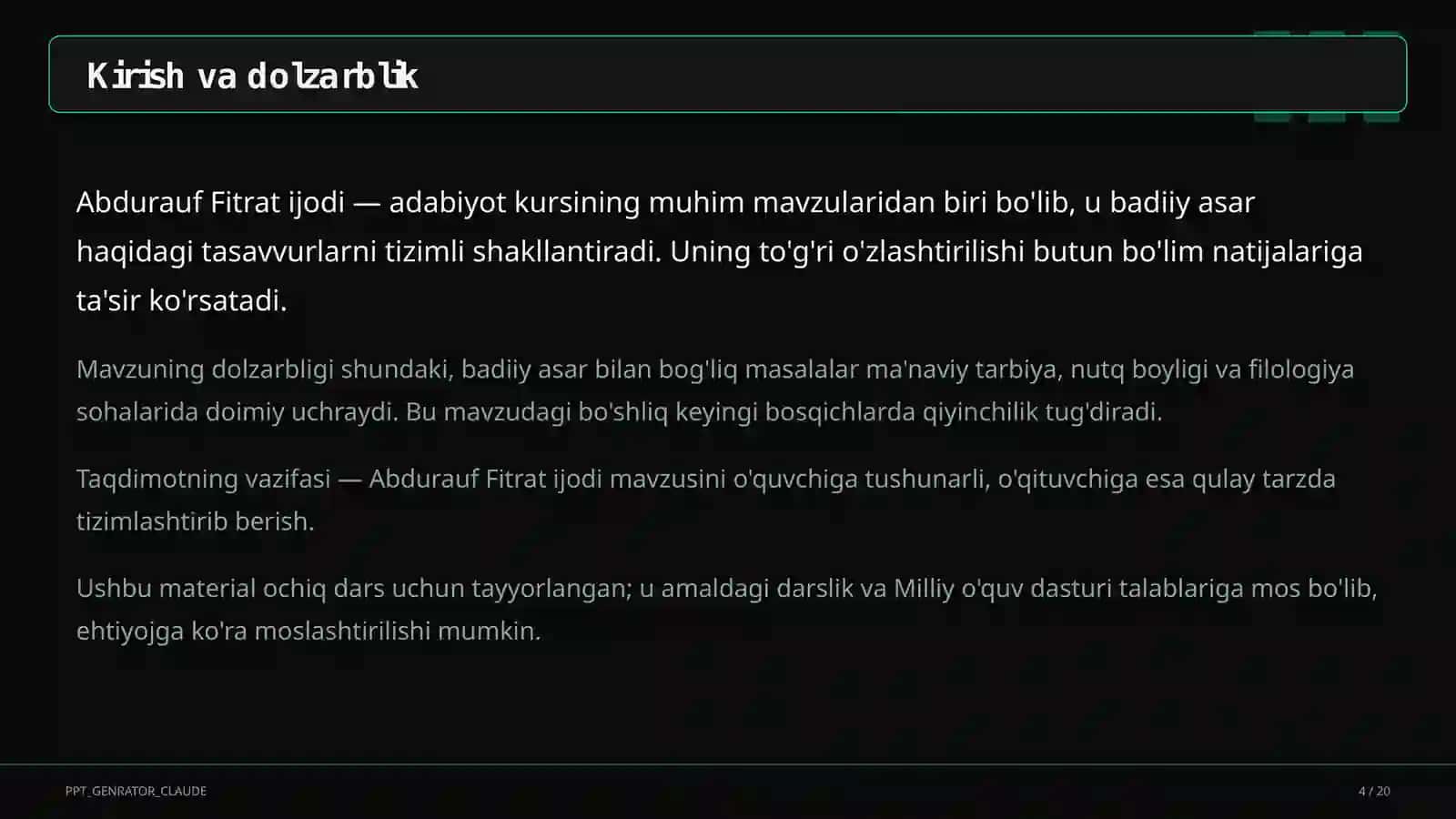 Abdurauf Fitrat ijodi (9-sinf) 4