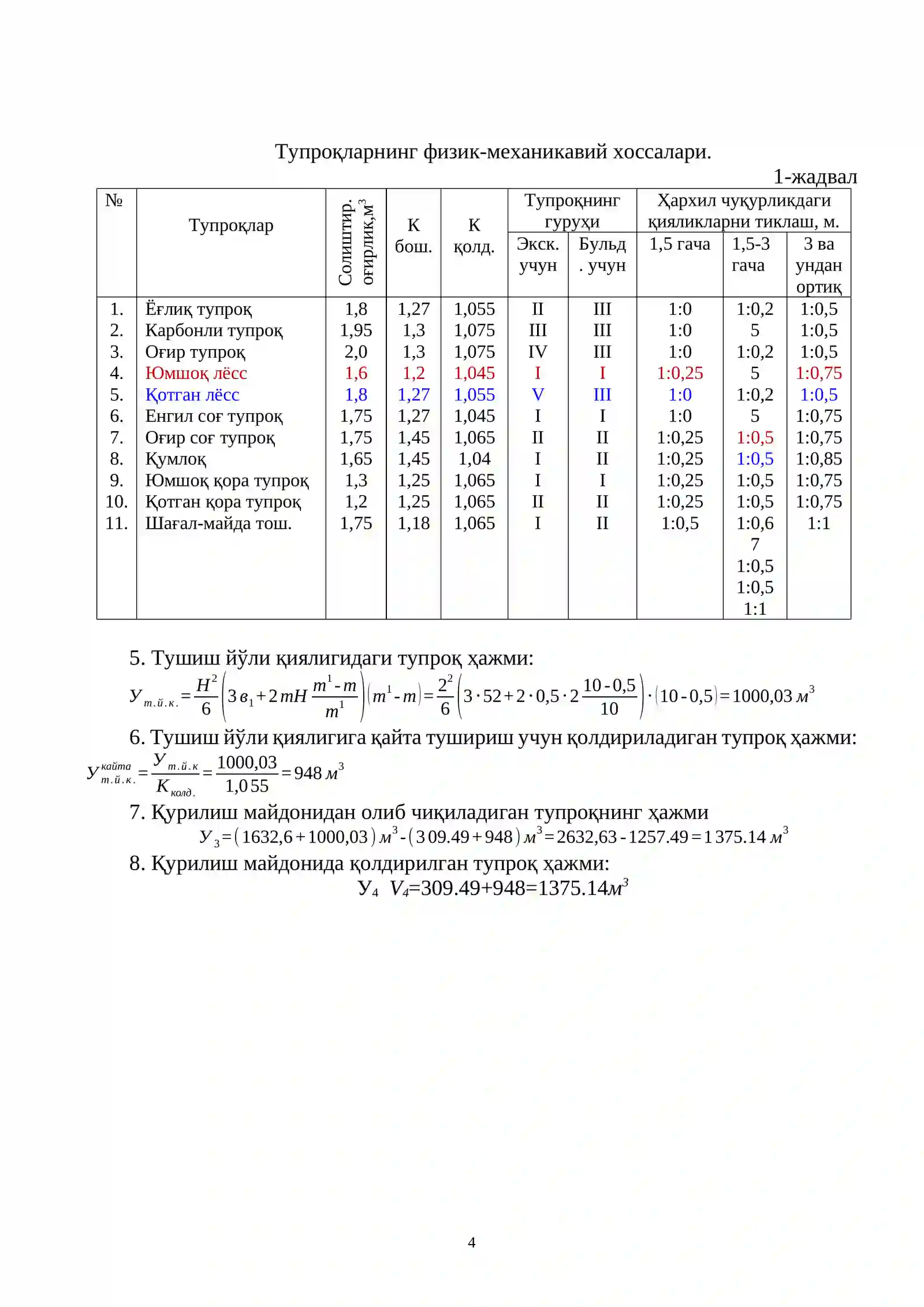 БИР ЧЎМИЧЛИ ЭКСКВАТОРЛАР БИЛАН ҲАНДАҚЛАРНИ ҚАЗИШ ТЕХНОЛОГИЯСИ 4