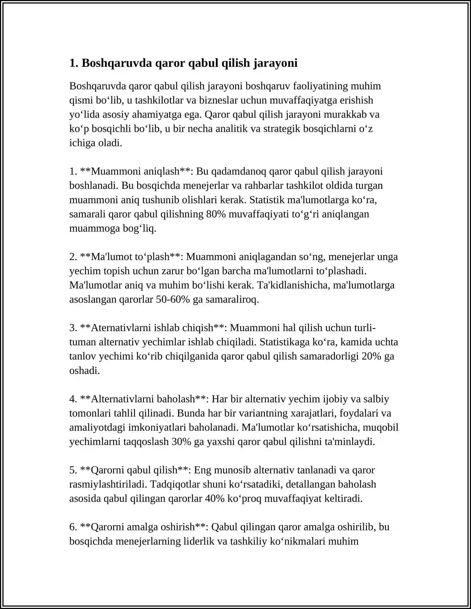 BOSHQARUVDA QARORLARNI ISHLASH VA TADBIQ ETISH 4