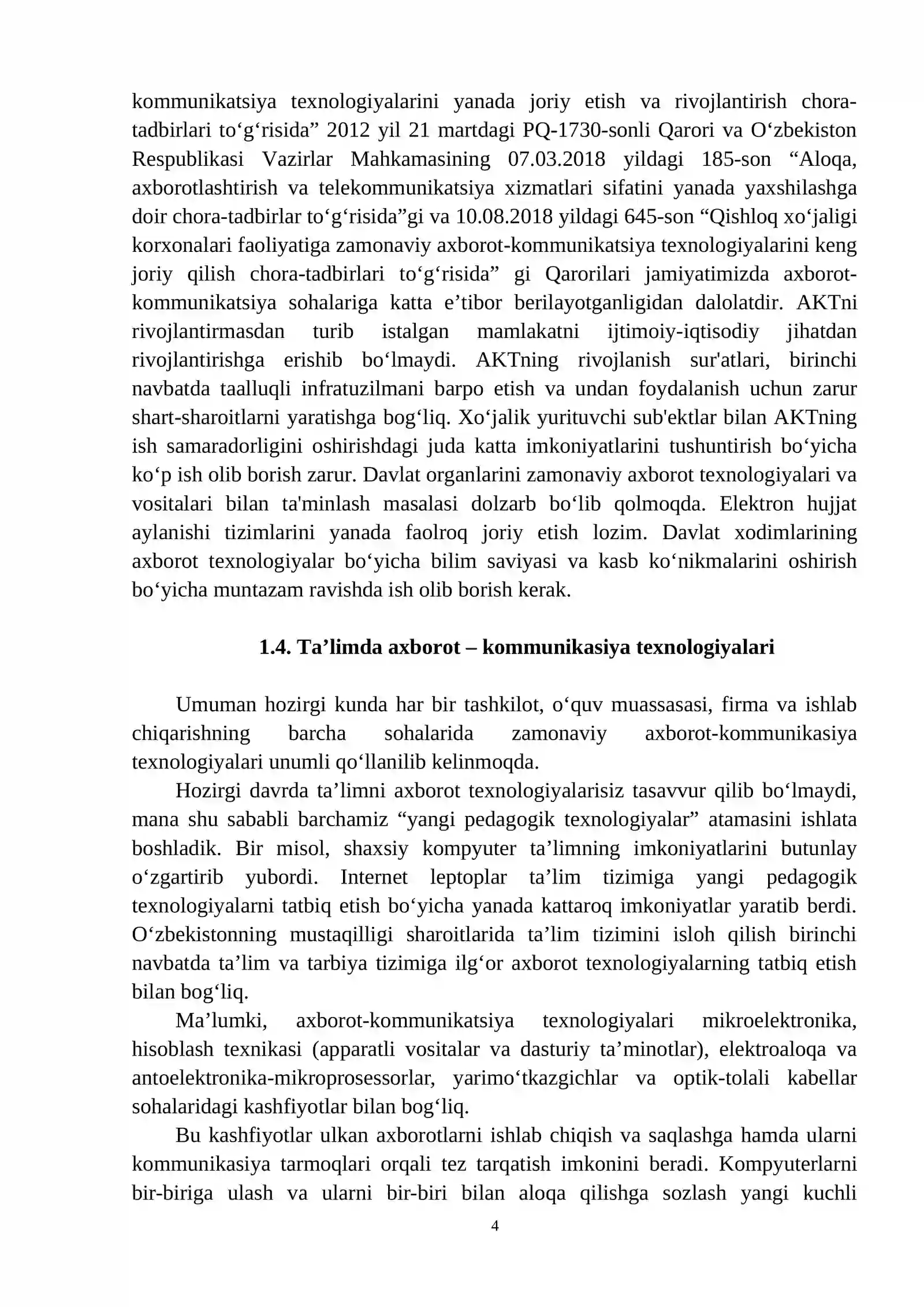 Modul. Kompyuter kommunikatsiya Texnologiyalari 4