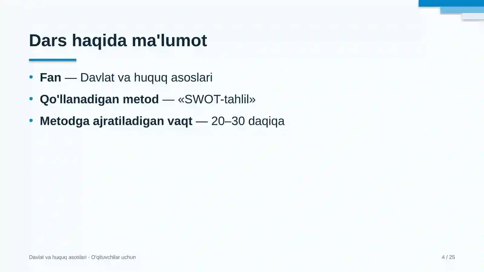 davlat va huquq asoslari darslarida swot tahlil metodidan foydalanish 4065 4
