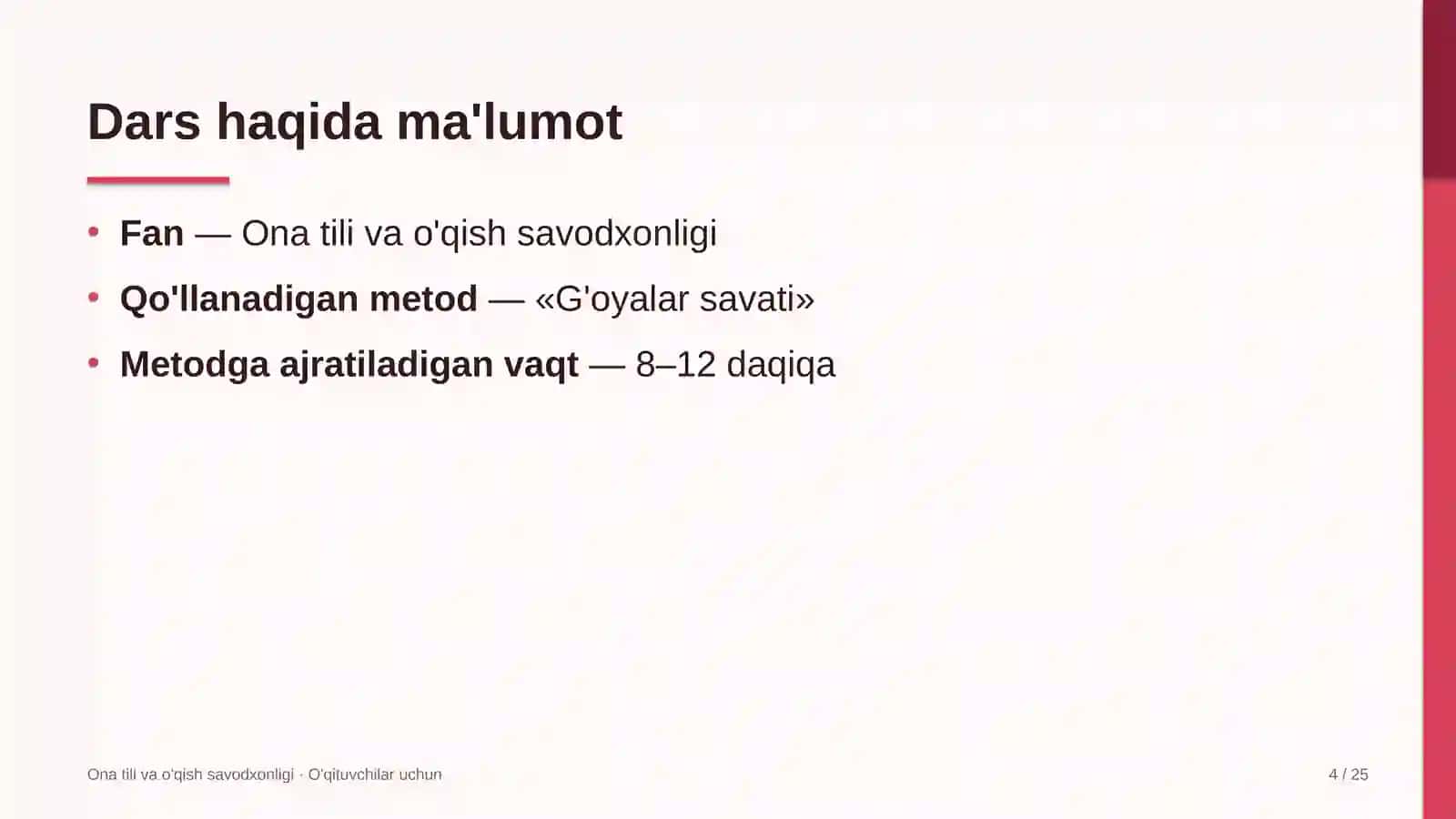 ona tili va o'qish savodxonligi darslarida g'oyalar savati metodidan foydalanish 5663 4