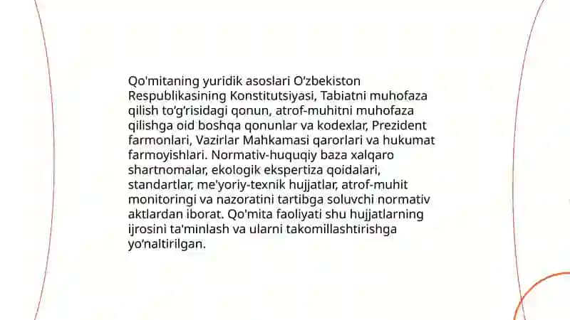 O‘zbekiston respublikasi tabiatni muhofaza qilish davlat qo'mitasi va uning faoliyati 4