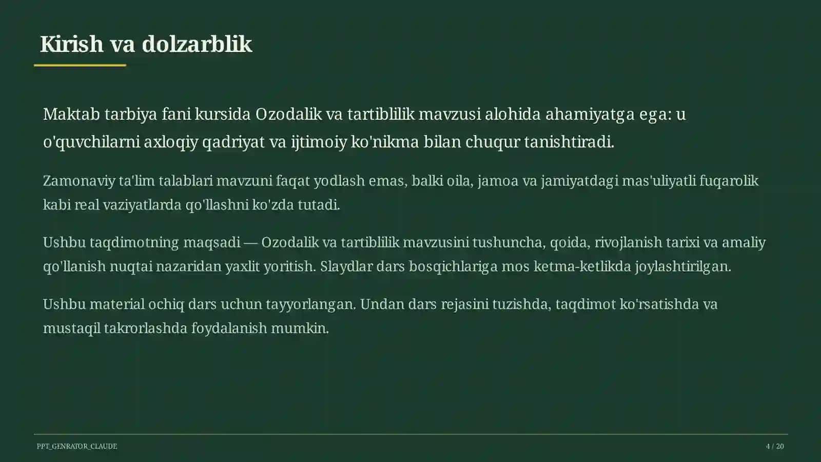 Tartibi va Ozodlik (1-Sinf) 4