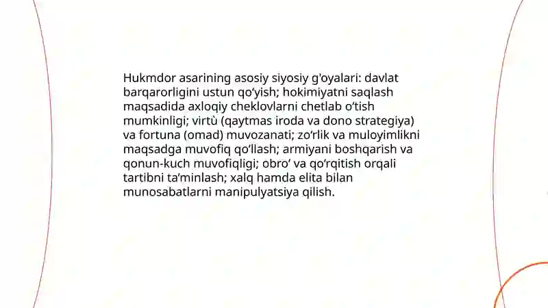 Makiavellining "Hukmdor"asari boʻyicha 4