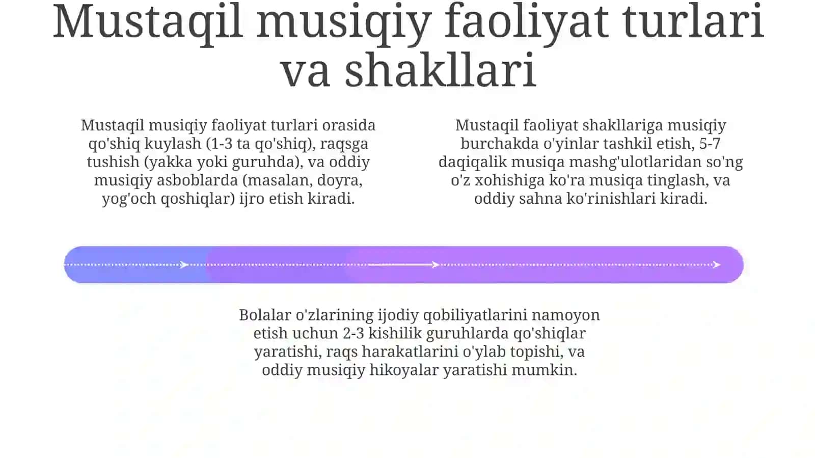 Bolalarni mustaqil musiqiy faoliyati mazmuni va axamyati unga rahbarlik qilish 4