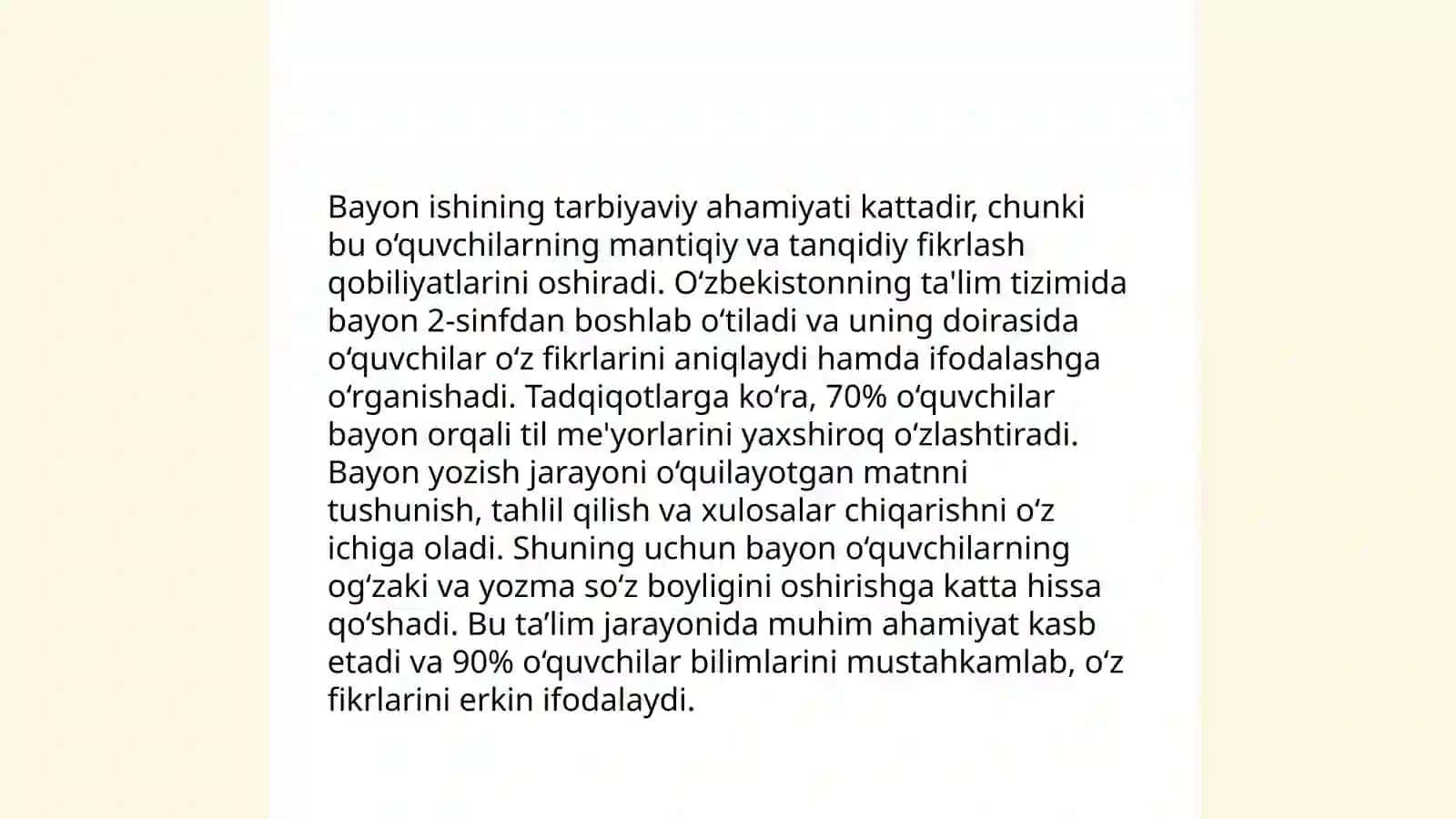 Bayon va uning turlari: ta'limiy va nazorat 4