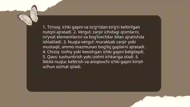 Tinish belgilarining qoʻllanish oʻrniga koʻra turlari 4