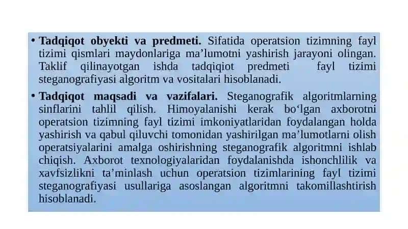 AXBOROT XAVFSIZLIGIDA FAYL TIZIM QISMLARIGA MA’LUMOT YASHIRISH ALGORITMLARINI TAKOMILLASHTIRISH 4