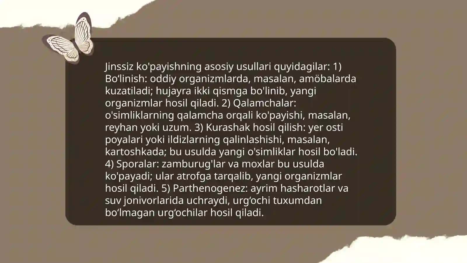 Hayvon organizmlarining jinsiy va jinssiz kòpayishlarining almashinip turish sabablari. Klonlashtrish 4
