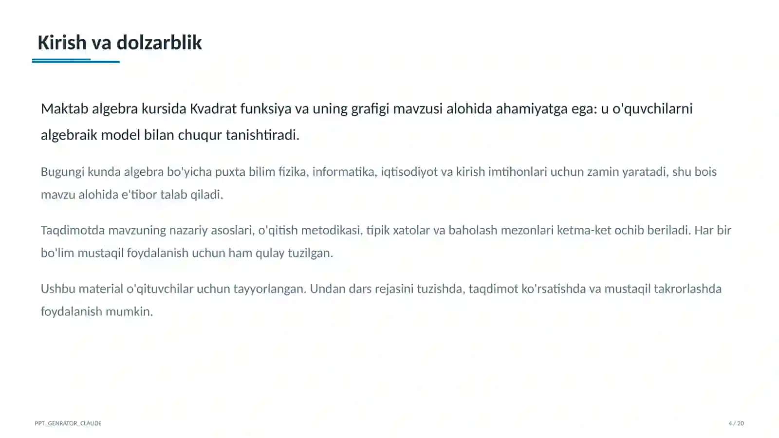 Kvadrat funksiya va uning grafigi (9-sinf) 2