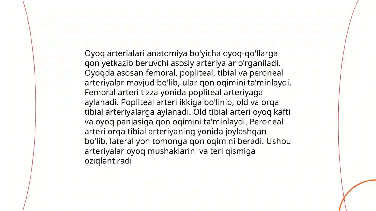 Qo'l va oyoq arterialari:tarmoqlari,pulsatsiya nuqtalari 4