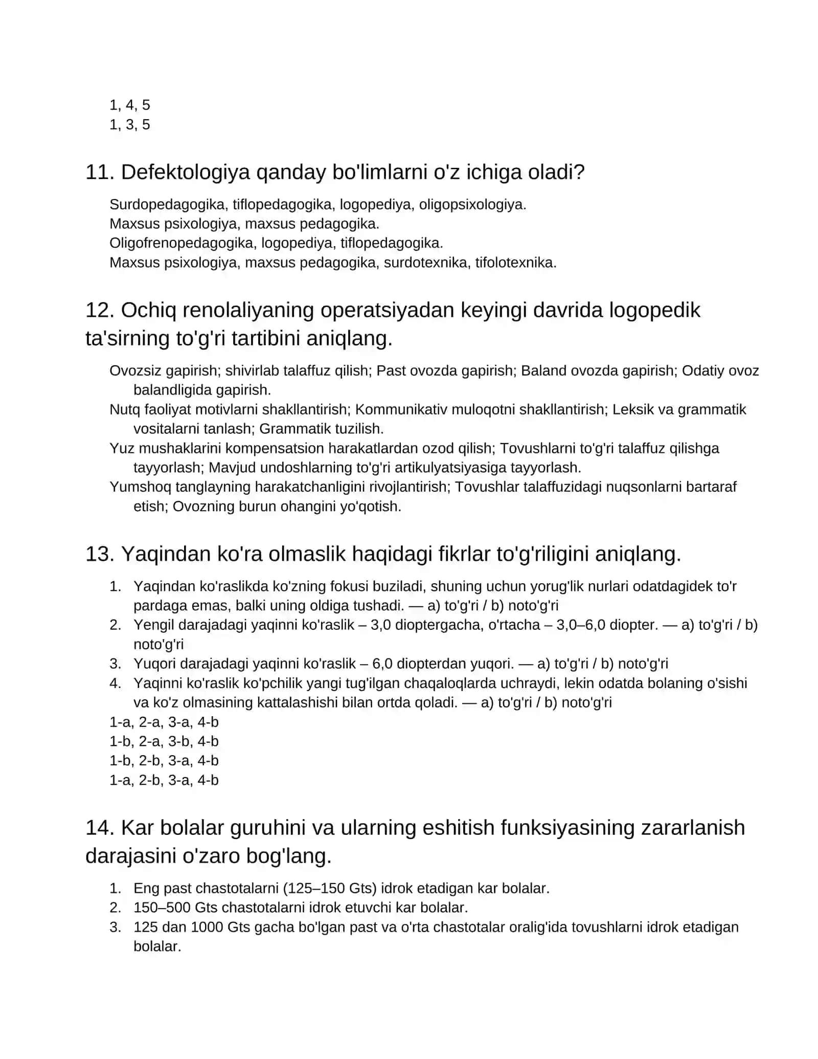 O'qituvchi-defektolog (Umumta'lim) Testlari 4